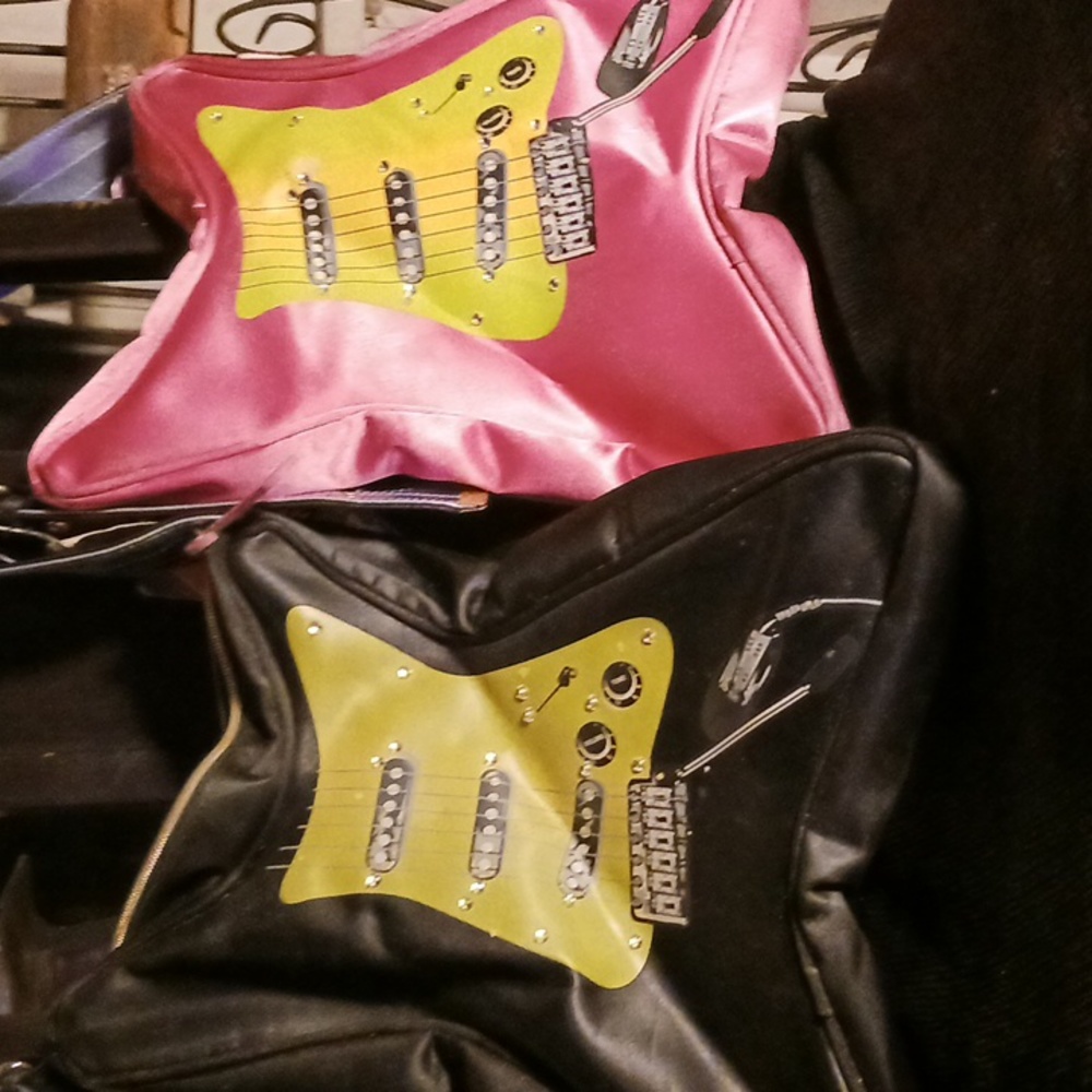 2 Guitar Purses Black & Pink